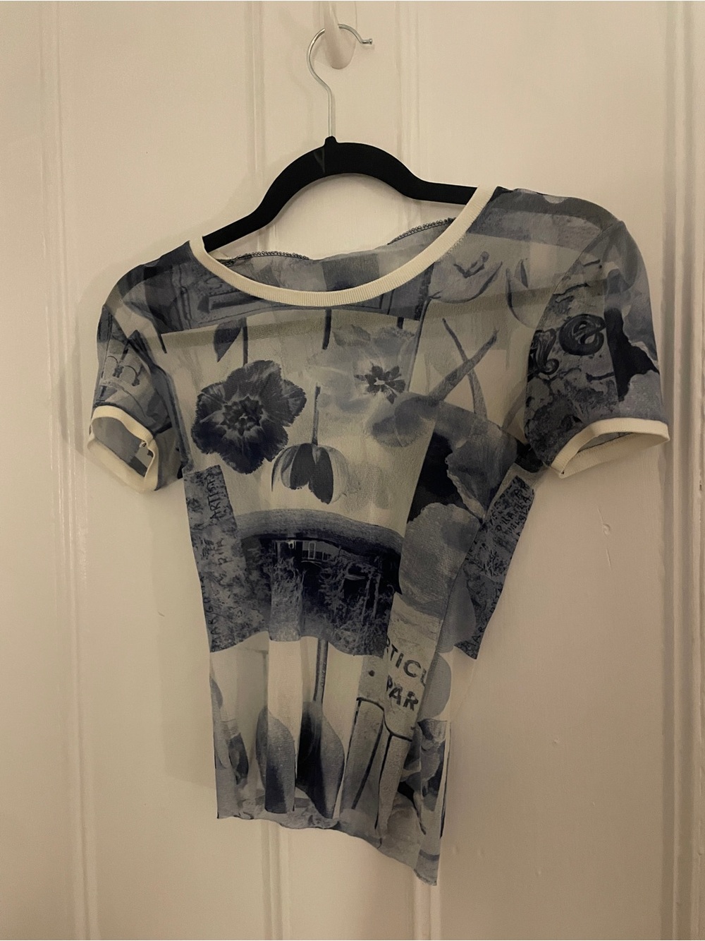 kenzo jeans blue and white mesh top